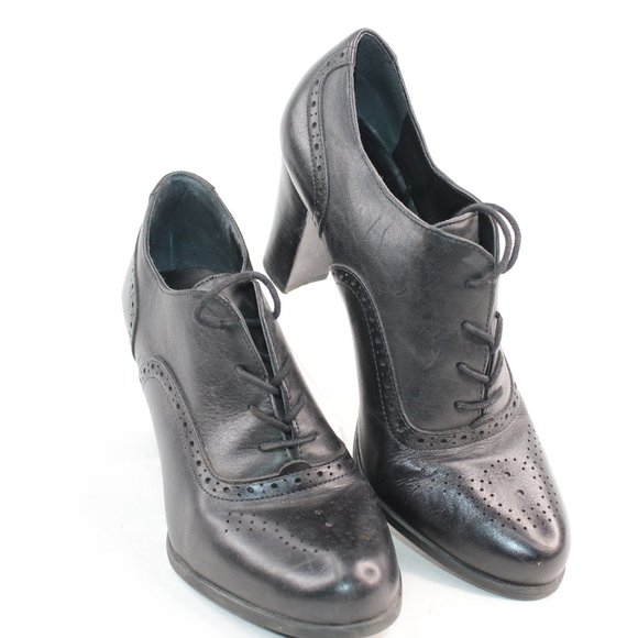 Franco Sarto Black Leather Lace Up High Heels - Picture 2 of 9